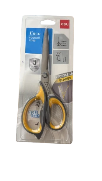 מספריים ארגונומיות ";8.25 (210 מ";מ) Deli Ergo 77760 – ידית אחיזה רכה
