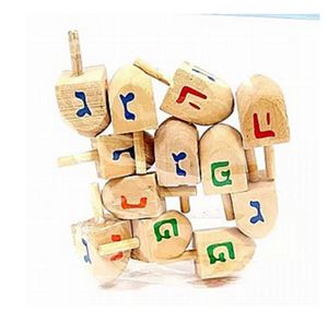 סביבון עץ טבעי אותיות צבעוניות- 12 יחי