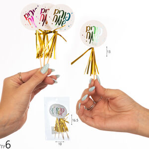 שיפודי קישוט שולחן-פורים שמח דגם עגול 6 יחי.