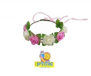 זר לראש ורוד ולבן