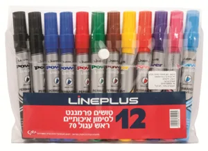 סט 12 טושים פרמננט ראש שטוח