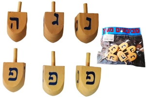 סביבון עץ 6 יח בשקית בינוני טבעי