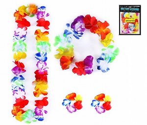 פרחי הוואי סט שרשרת 24 כתר + זוג צמידים