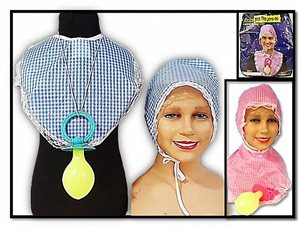 סט תינוק כולל מוצץ סינר וכובע