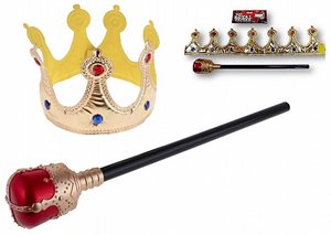 כתר מלך בד + שרביט בשקית מפואר כתר 55 שרביט 42